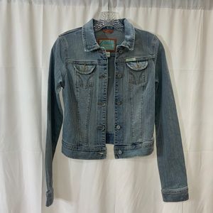 VTG Hollister Junior Jean Jacket Size S Button Closure Stretch Y2K Vintage